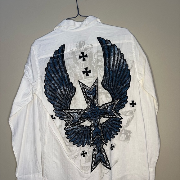 Helix White Men's Shirt with Black Embroidery - Picture 2 of 2